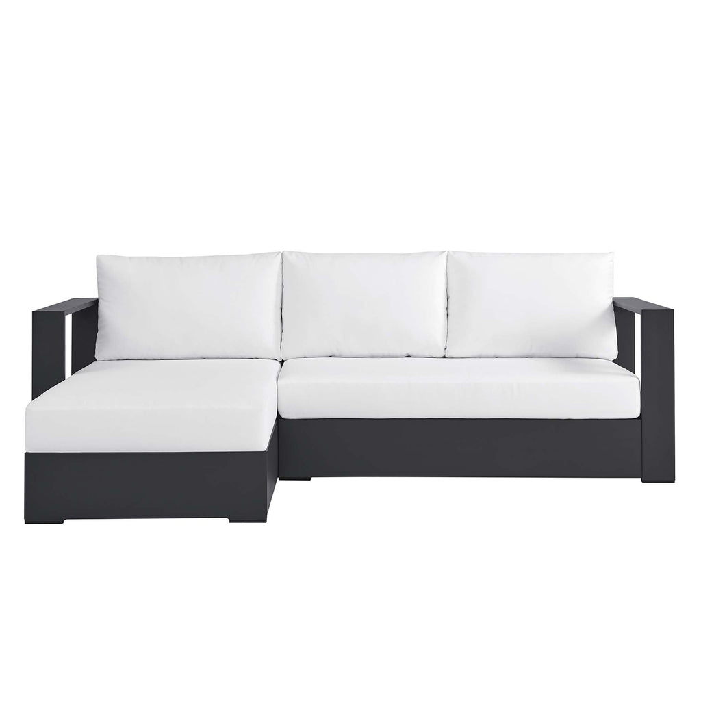 modern 2-Piece Outdoor Patio Powder-Coated Aluminum Left-Facing Chaise Sectional Sofa Set