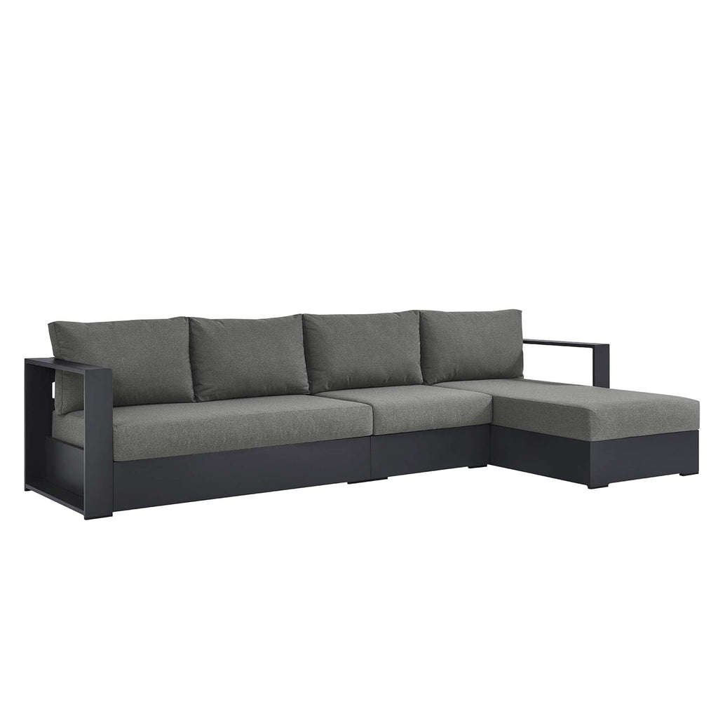 modern 3-Piece Outdoor Patio Powder-Coated Aluminum Right-Facing Chaise Sectional Sofa Set
