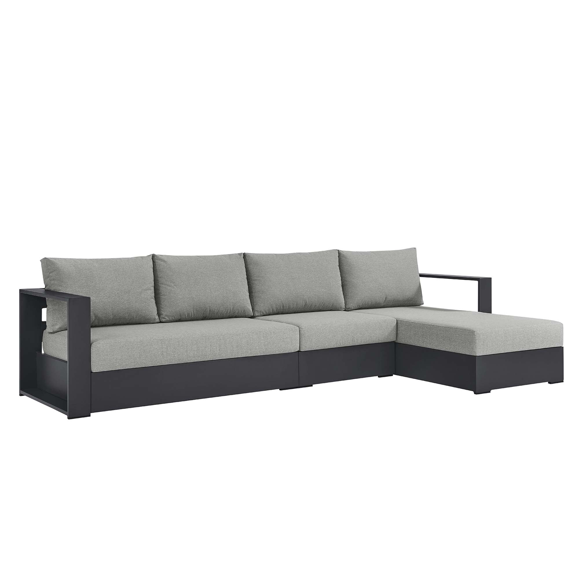 modern 3-Piece Outdoor Patio Powder-Coated Aluminum Right-Facing Chaise Sectional Sofa Set