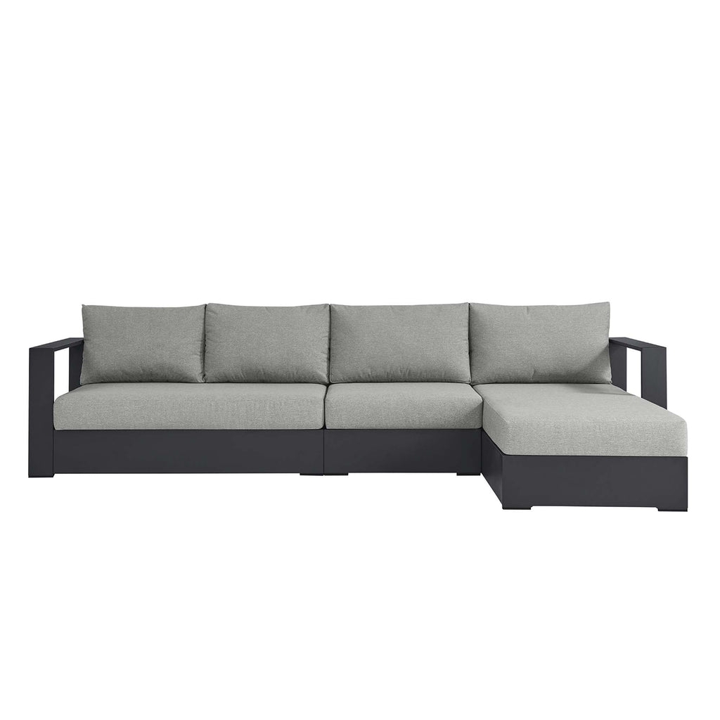 modern 3-Piece Outdoor Patio Powder-Coated Aluminum Right-Facing Chaise Sectional Sofa Set