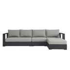 modern 3-Piece Outdoor Patio Powder-Coated Aluminum Right-Facing Chaise Sectional Sofa Set