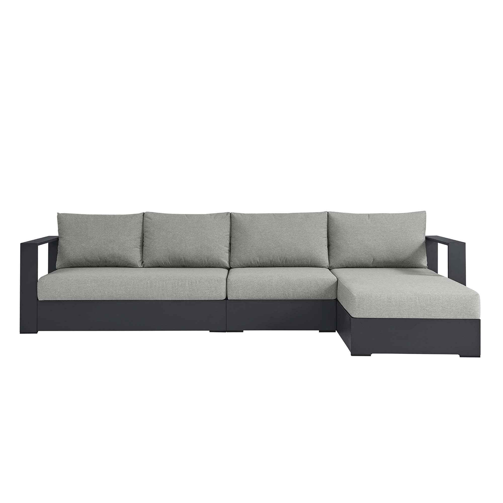 modern 3-Piece Outdoor Patio Powder-Coated Aluminum Right-Facing Chaise Sectional Sofa Set