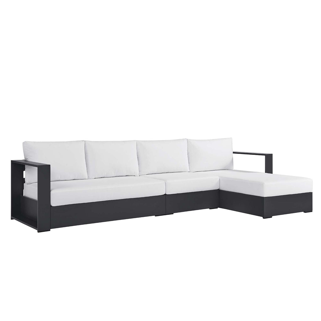 modern 3-Piece Outdoor Patio Powder-Coated Aluminum Right-Facing Chaise Sectional Sofa Set