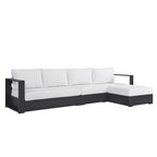 modern 3-Piece Outdoor Patio Powder-Coated Aluminum Right-Facing Chaise Sectional Sofa Set
