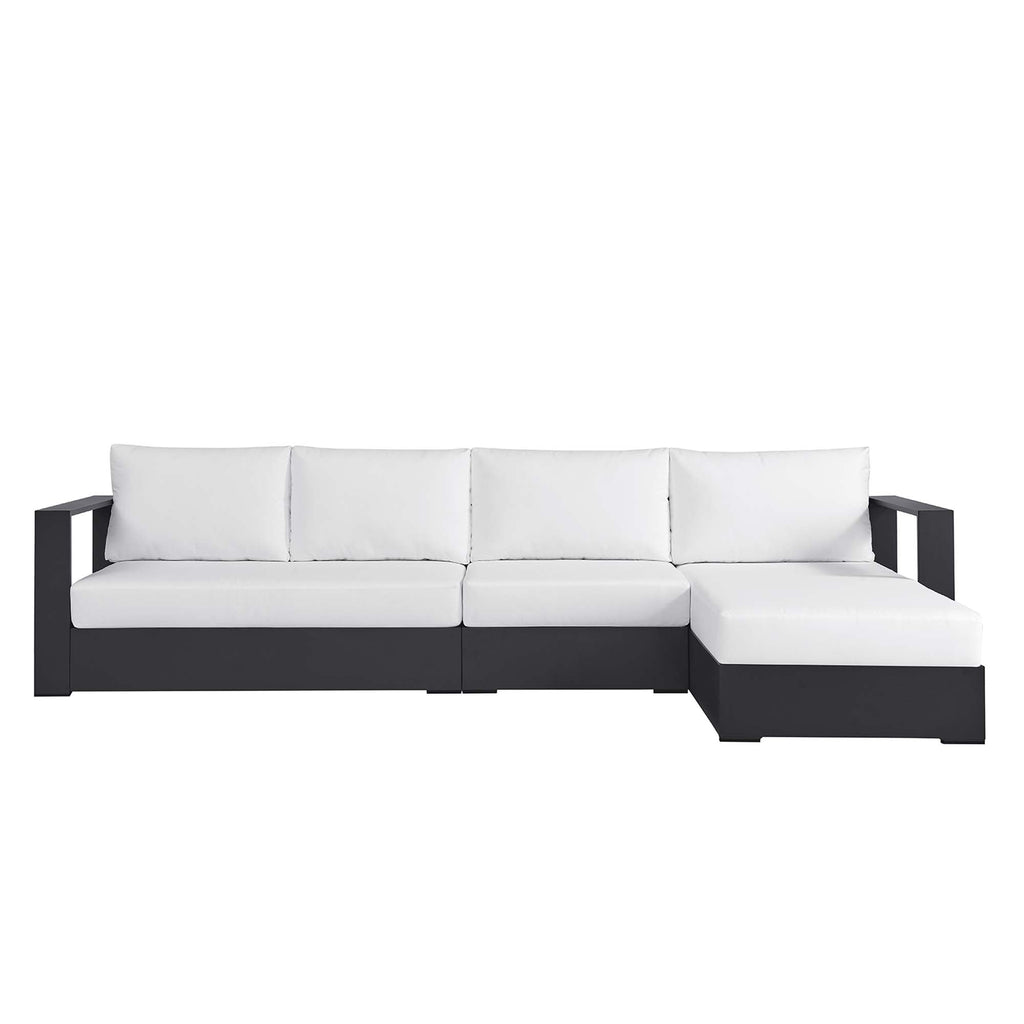 modern 3-Piece Outdoor Patio Powder-Coated Aluminum Right-Facing Chaise Sectional Sofa Set