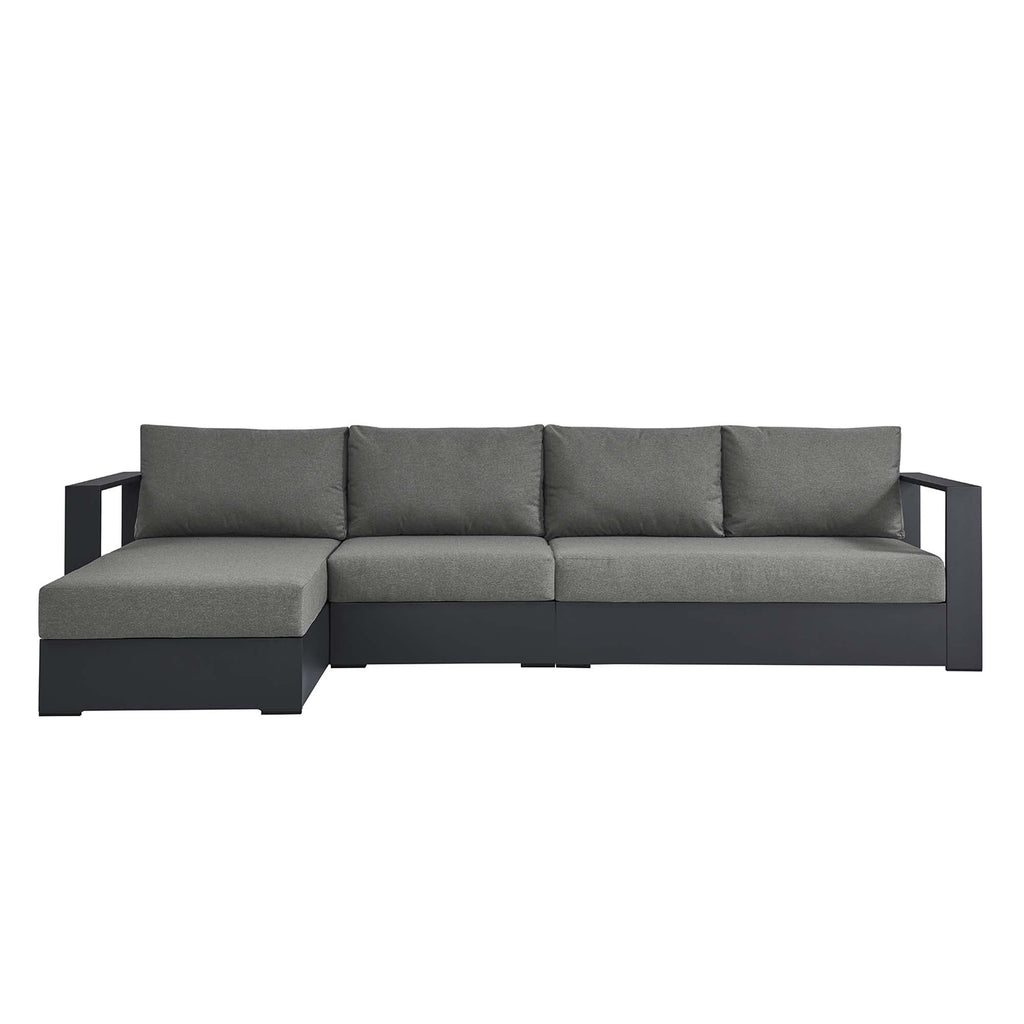 modern 3-Piece Outdoor Patio Powder-Coated Aluminum Left-Facing Chaise Sectional Sofa Set