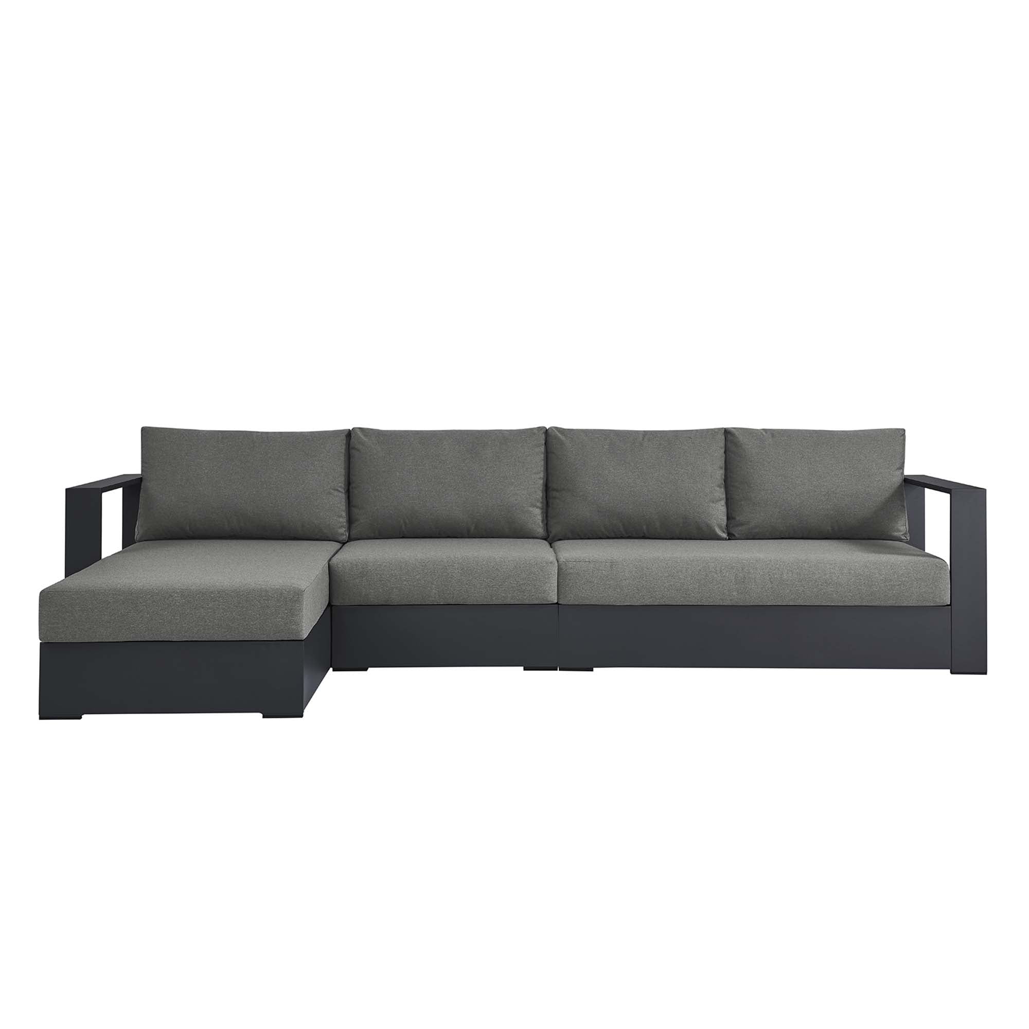 modern 3-Piece Outdoor Patio Powder-Coated Aluminum Left-Facing Chaise Sectional Sofa Set