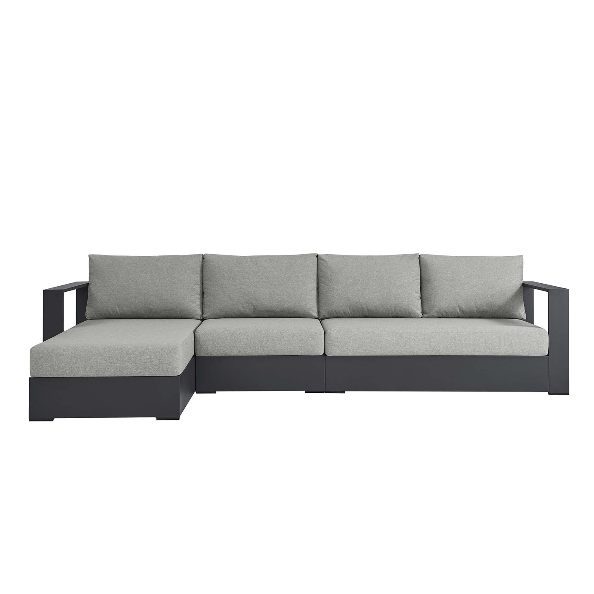 modern 3-Piece Outdoor Patio Powder-Coated Aluminum Left-Facing Chaise Sectional Sofa Set