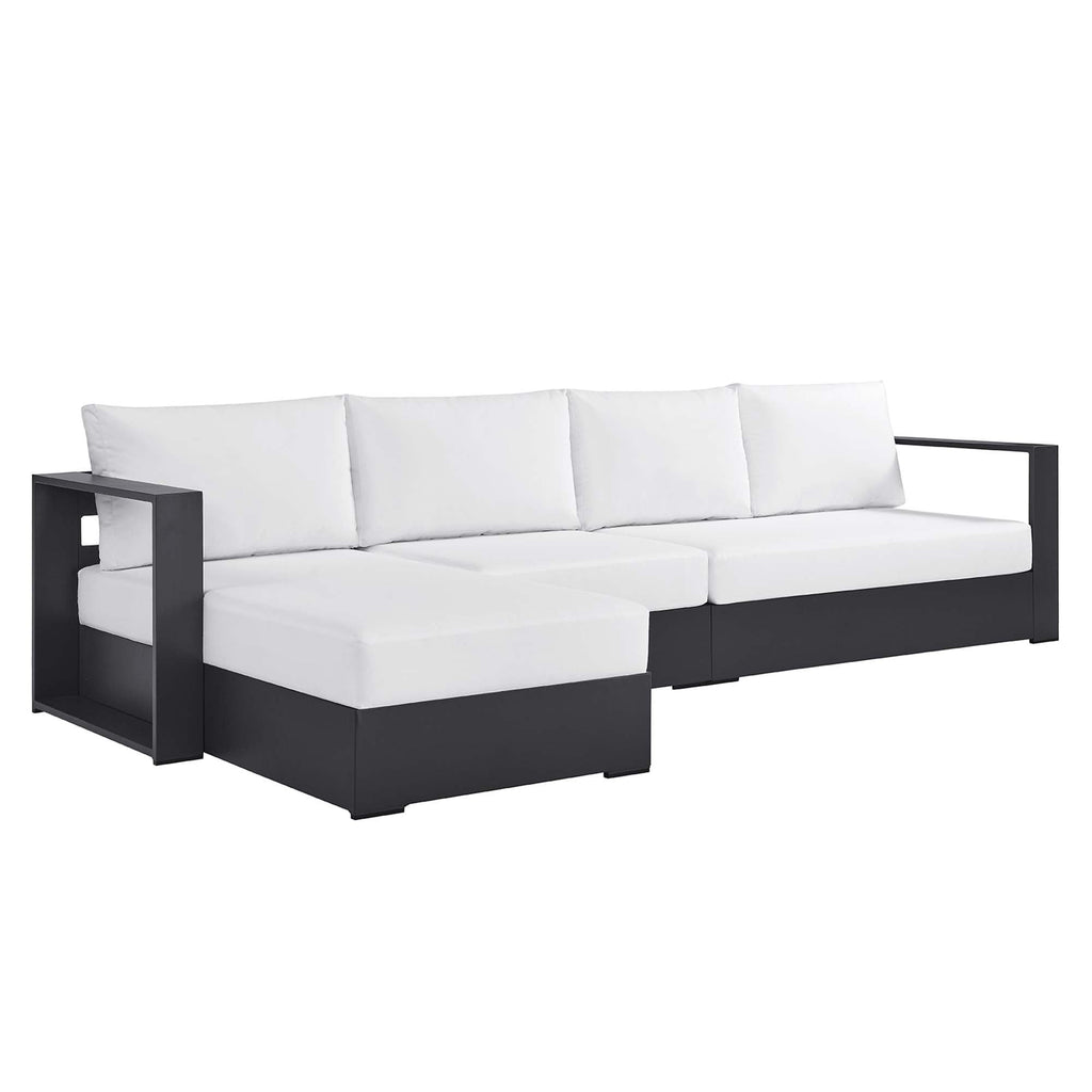 modern 3-Piece Outdoor Patio Powder-Coated Aluminum Left-Facing Chaise Sectional Sofa Set
