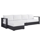 modern 3-Piece Outdoor Patio Powder-Coated Aluminum Left-Facing Chaise Sectional Sofa Set