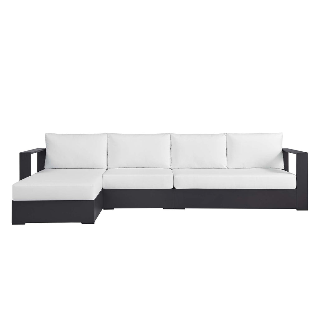 modern 3-Piece Outdoor Patio Powder-Coated Aluminum Left-Facing Chaise Sectional Sofa Set