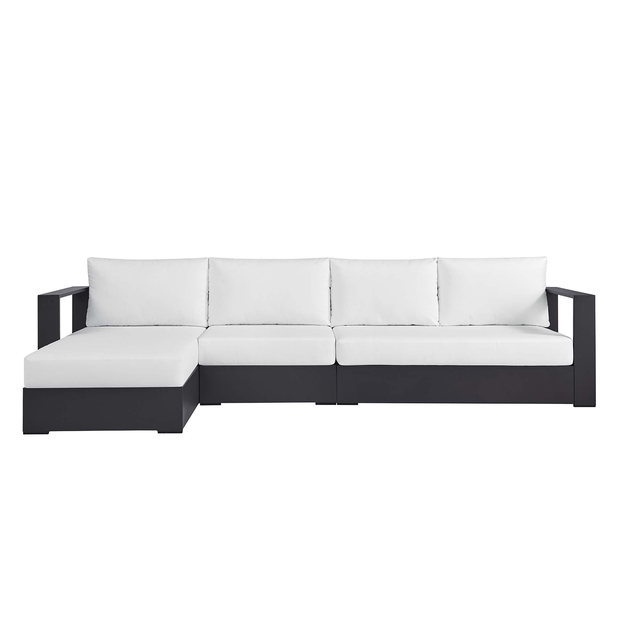 modern 3-Piece Outdoor Patio Powder-Coated Aluminum Left-Facing Chaise Sectional Sofa Set