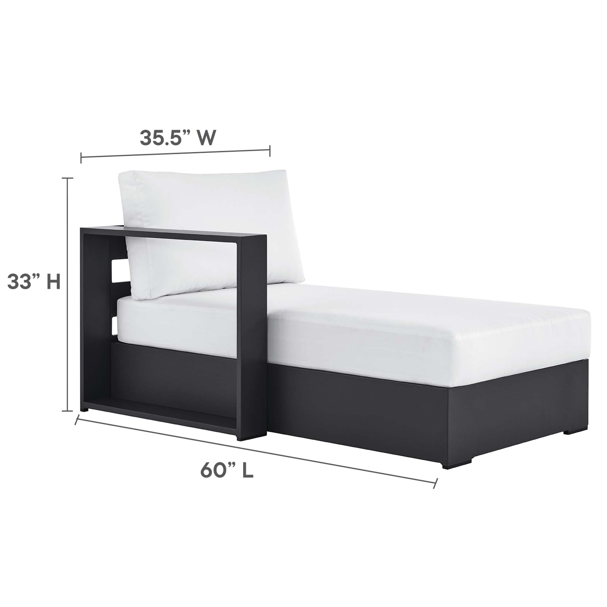 modern 3-Piece Outdoor Patio Powder-Coated Aluminum Left-Facing Chaise Sectional Sofa Set