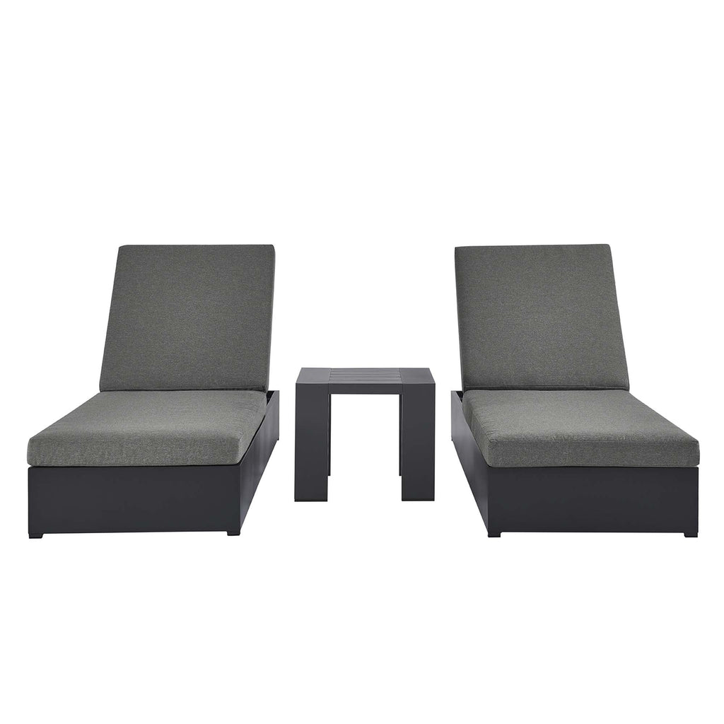 modern 3-Piece Outdoor Patio Powder-Coated Aluminum Chaise Lounge Set