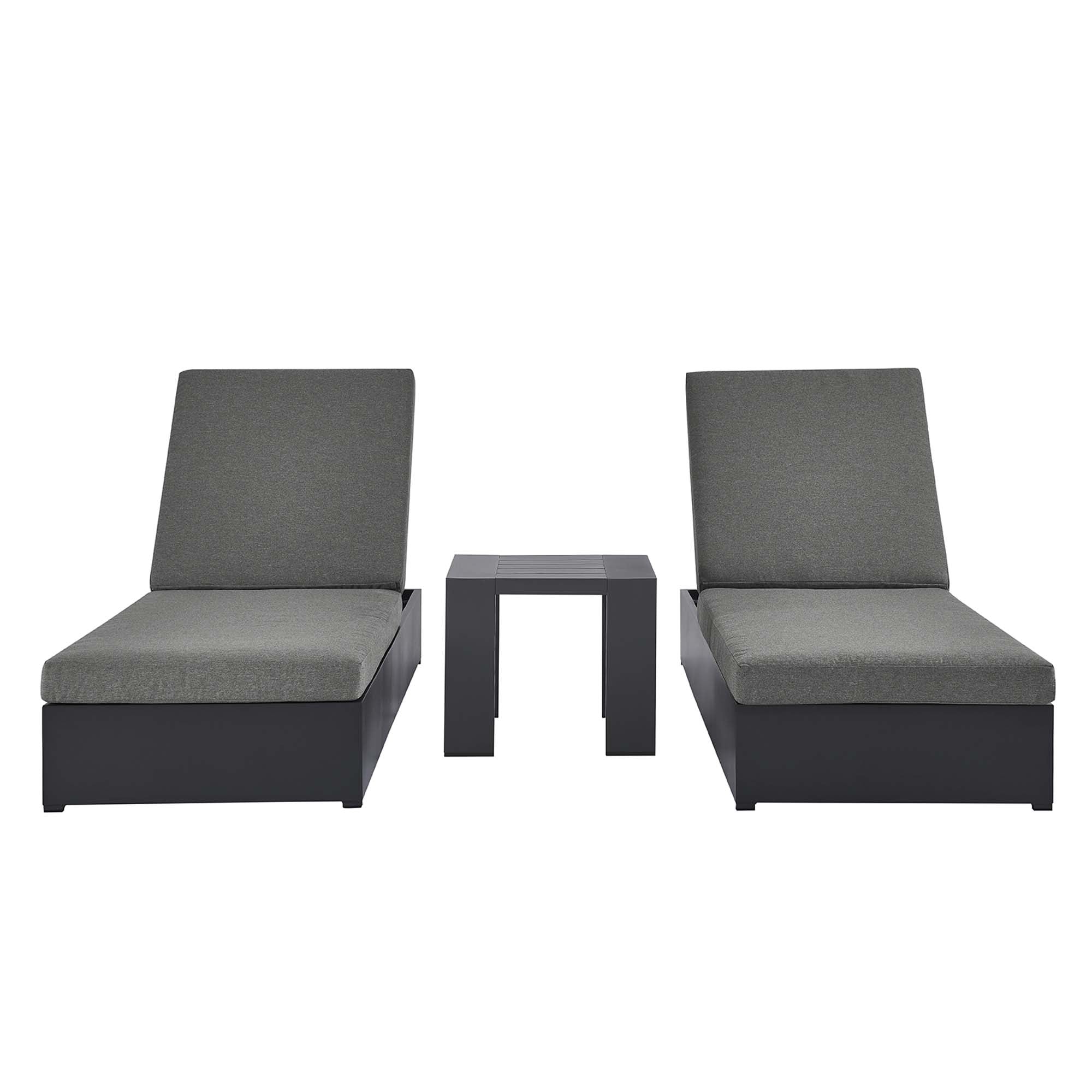 modern 3-Piece Outdoor Patio Powder-Coated Aluminum Chaise Lounge Set