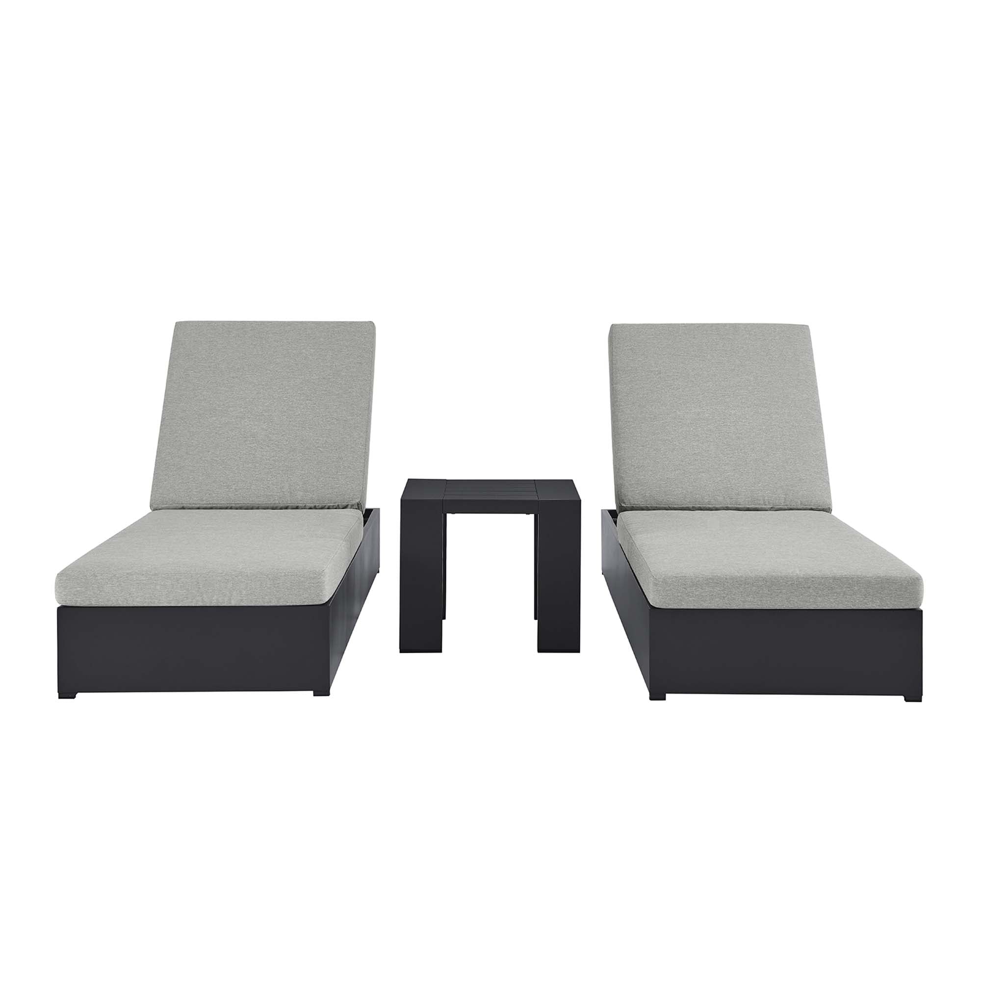modern 3-Piece Outdoor Patio Powder-Coated Aluminum Chaise Lounge Set