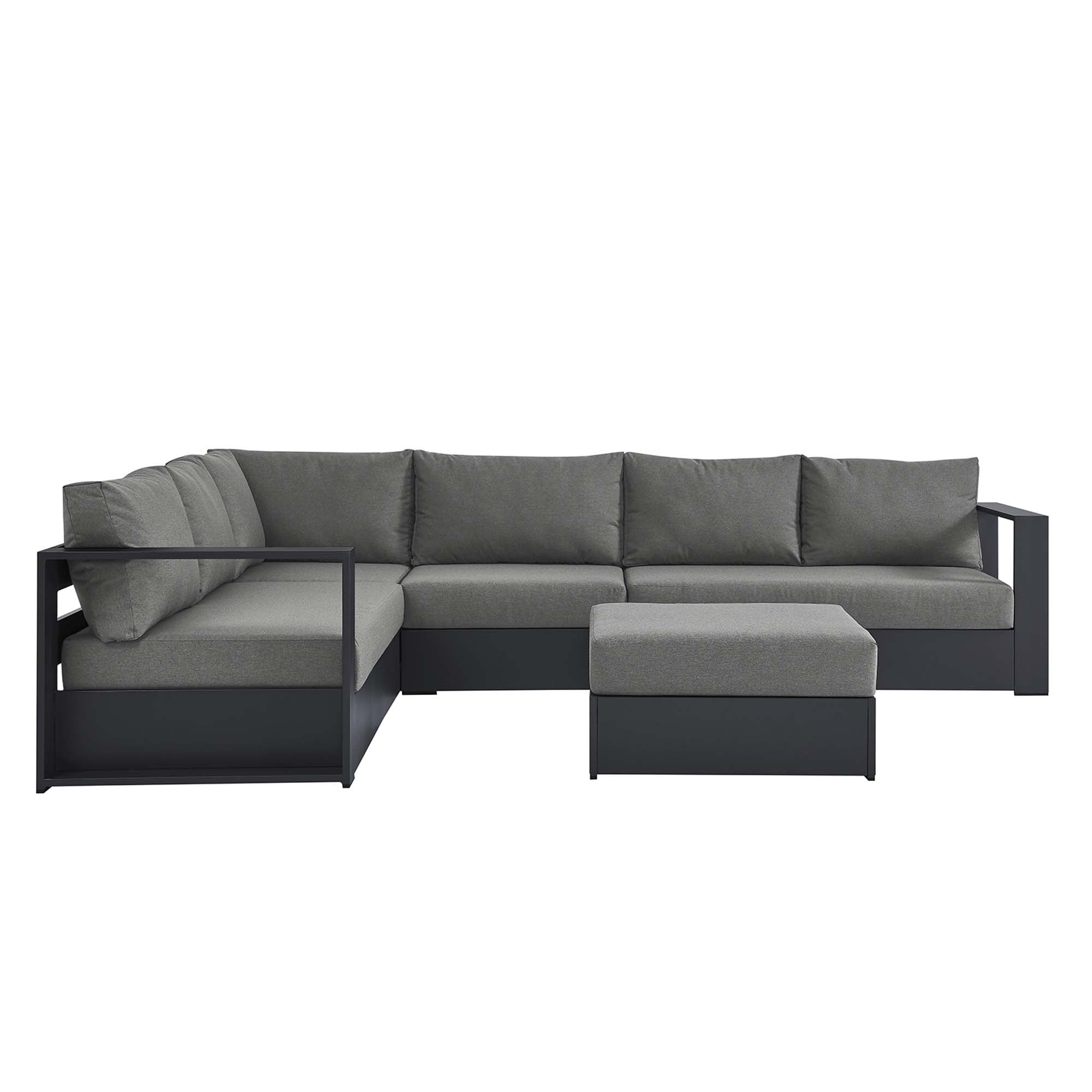 modern 5-Piece Outdoor Patio Powder-Coated Aluminum Sectional Sofa Set