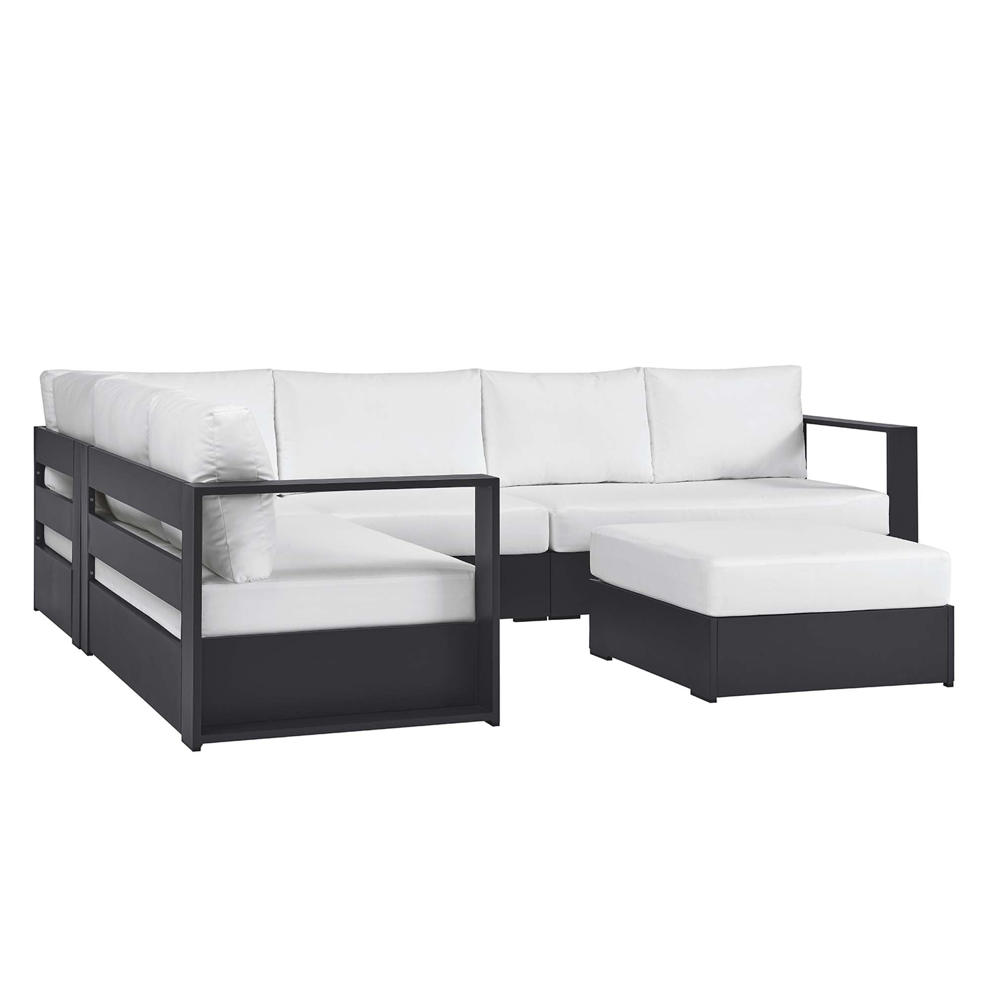 modern 5-Piece Outdoor Patio Powder-Coated Aluminum Sectional Sofa Set