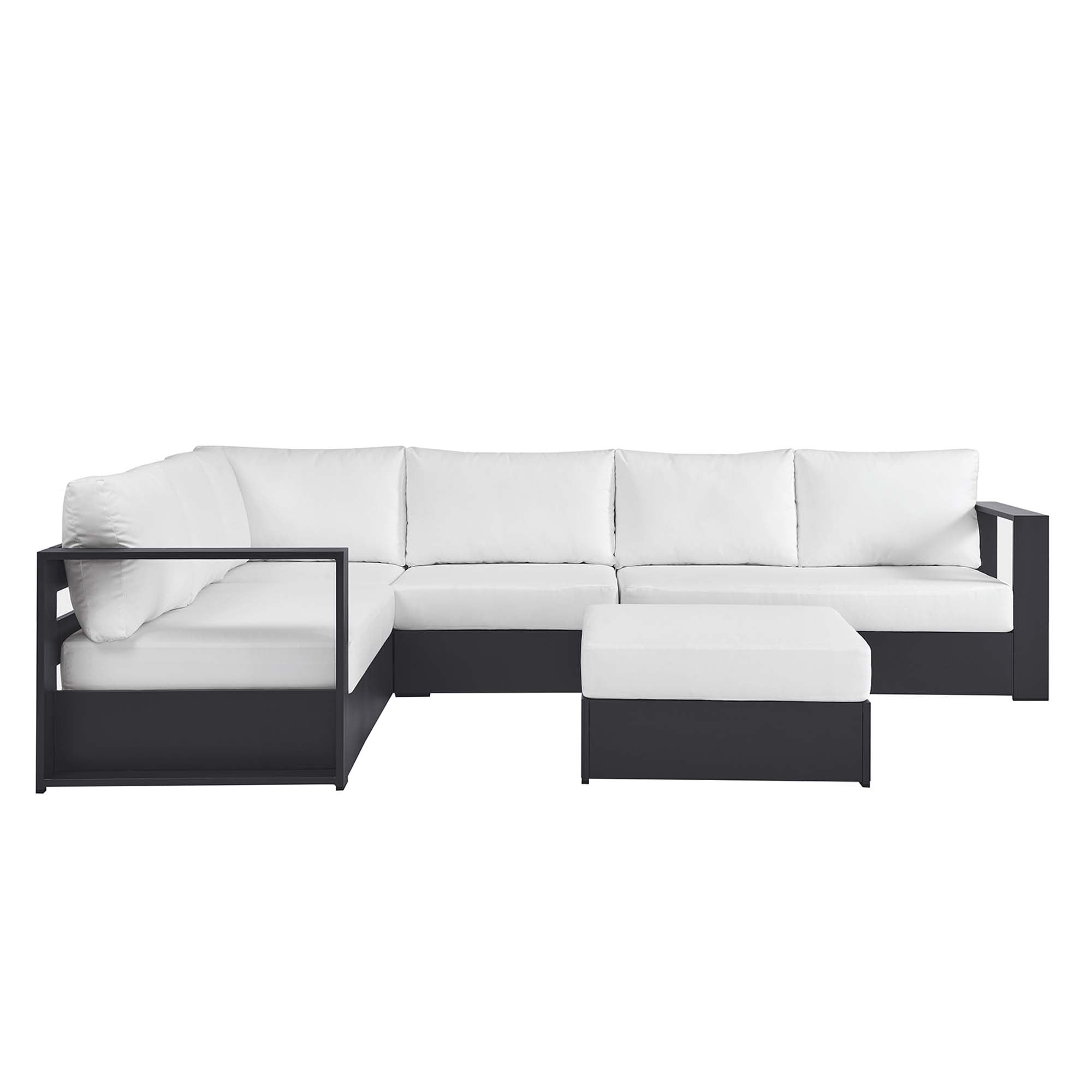 modern 5-Piece Outdoor Patio Powder-Coated Aluminum Sectional Sofa Set