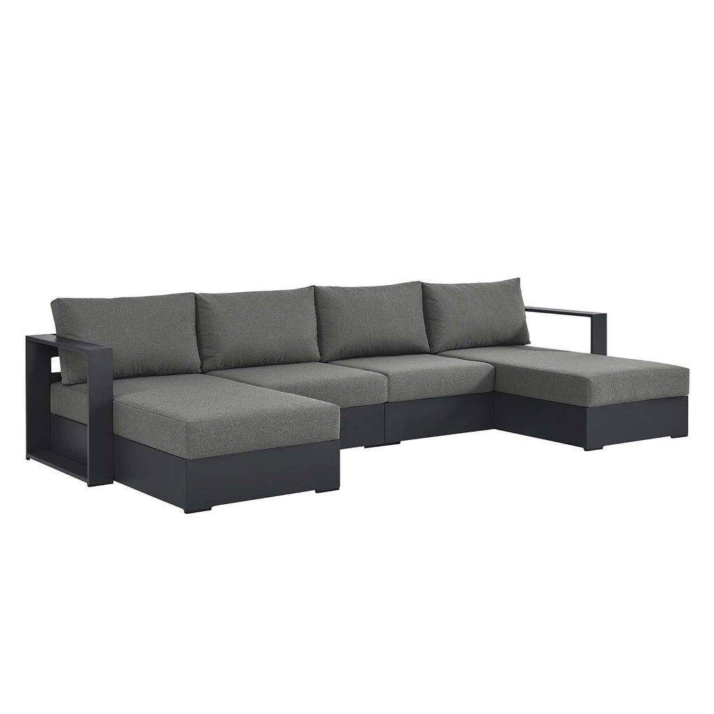 modern 4-Piece Outdoor Patio Powder-Coated Aluminum Sectional Sofa Set