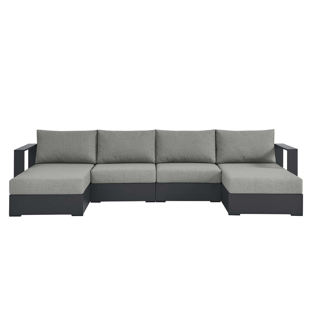 modern 4-Piece Outdoor Patio Powder-Coated Aluminum Sectional Sofa Set