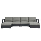 modern 4-Piece Outdoor Patio Powder-Coated Aluminum Sectional Sofa Set