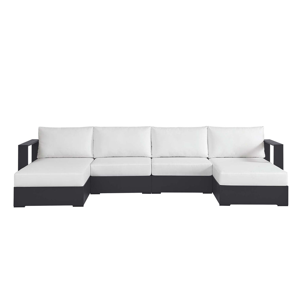 modern 4-Piece Outdoor Patio Powder-Coated Aluminum Sectional Sofa Set