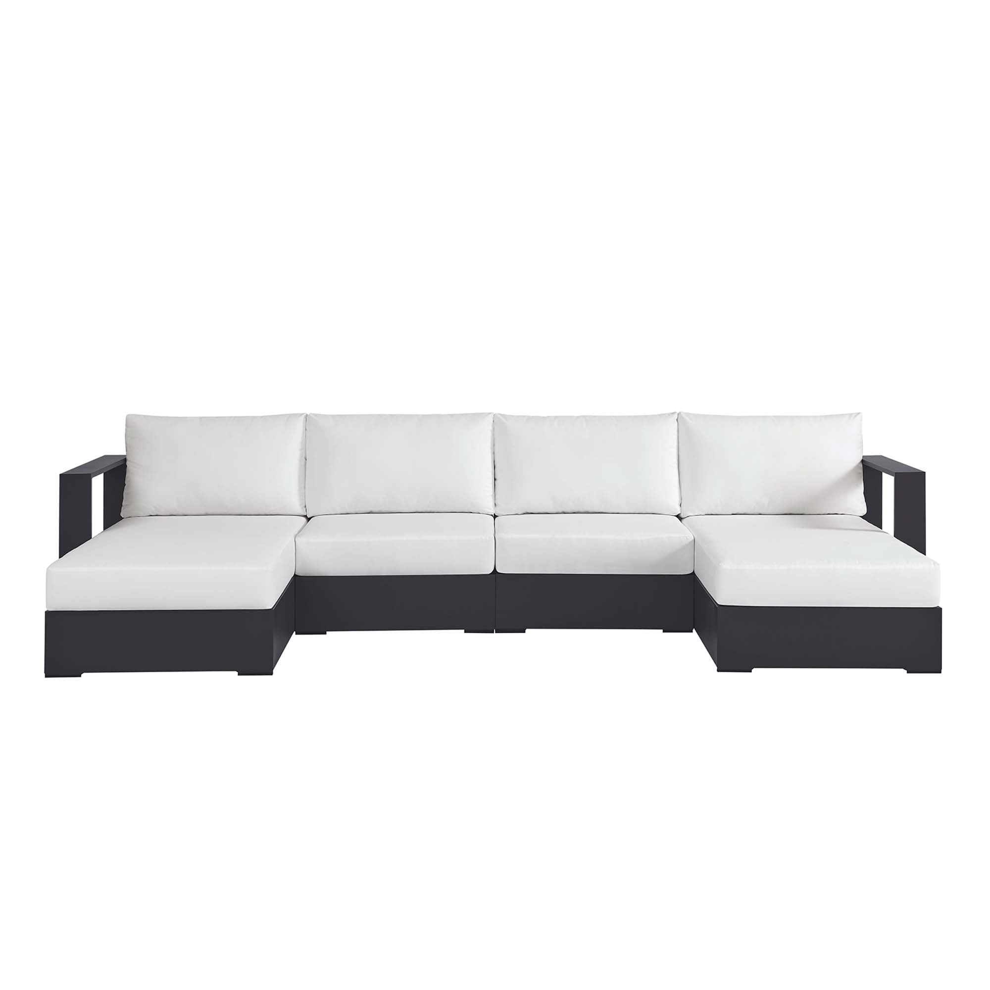 modern 4-Piece Outdoor Patio Powder-Coated Aluminum Sectional Sofa Set