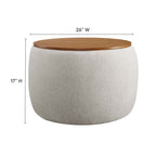 Perla Woven Heathered Fabric Upholstered Storage Ottoman