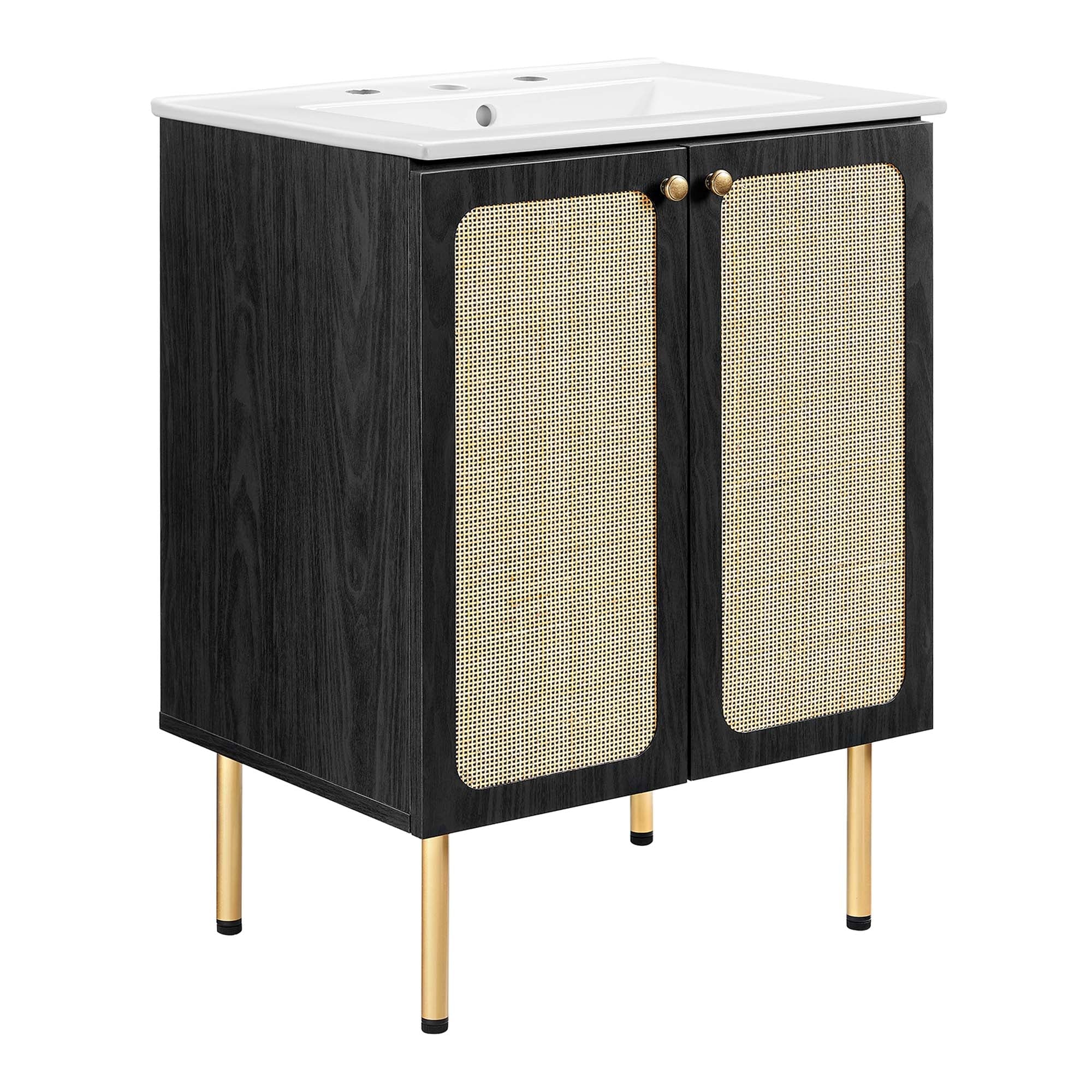 Chaucer Bathroom Vanity with White Basin Included - EEI-6693-BLK-WHI