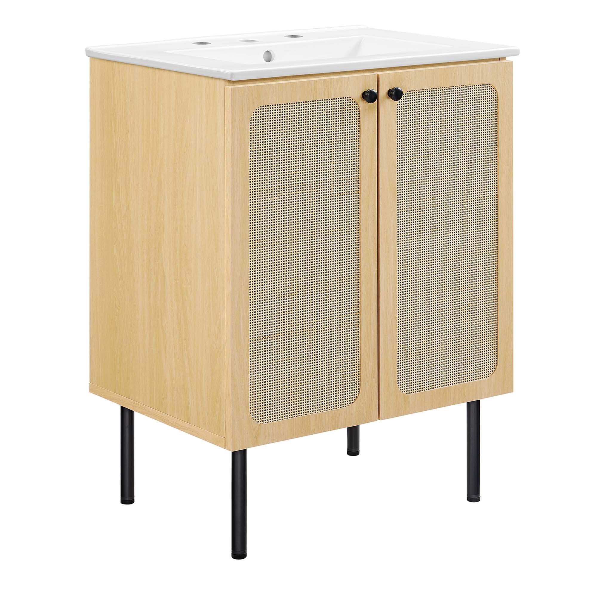 Chaucer Bathroom Vanity with White Basin Included - EEI-6693-OAK-WHI