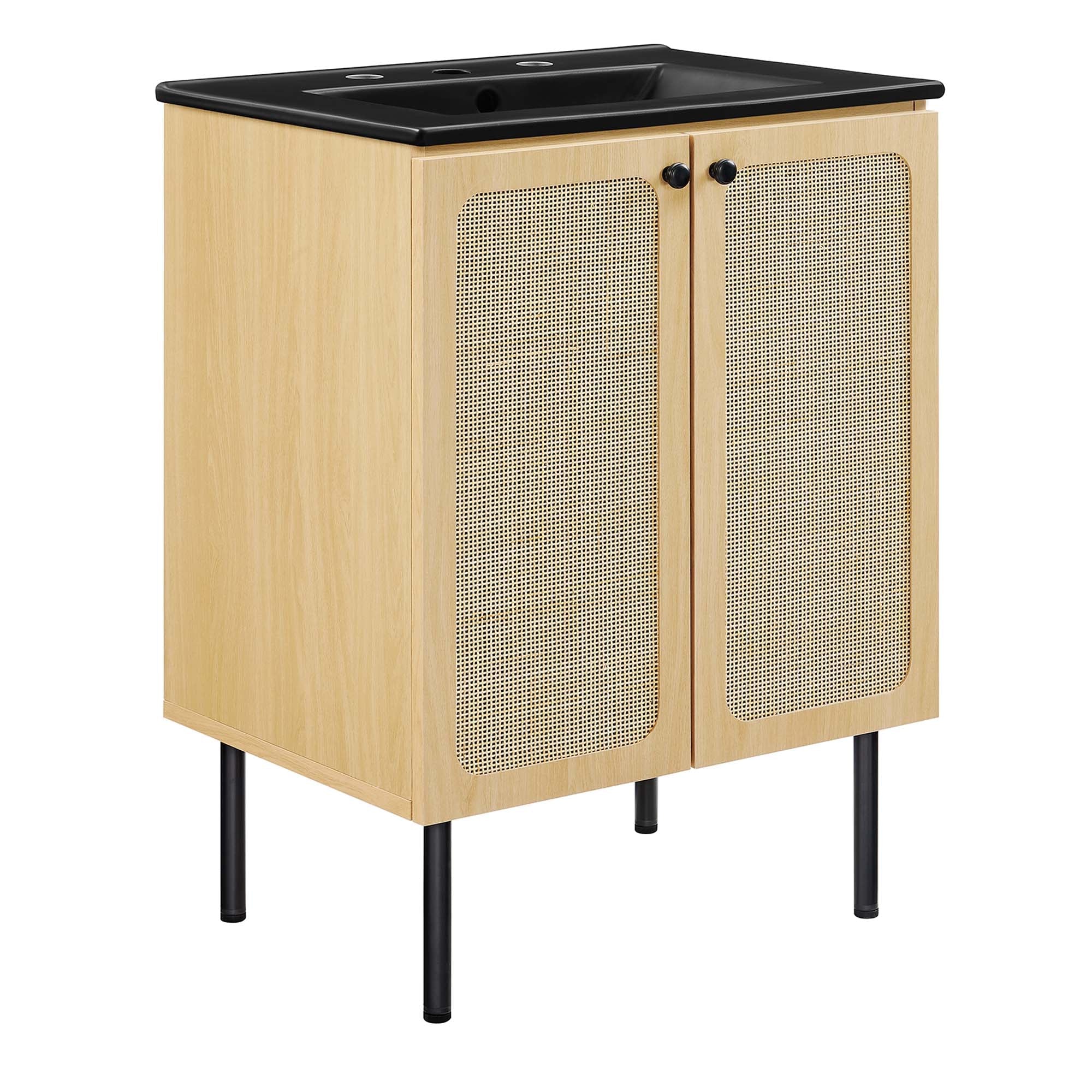 Chaucer Bathroom Vanity with Black Basin Included - EEI-6694-OAK-BLK