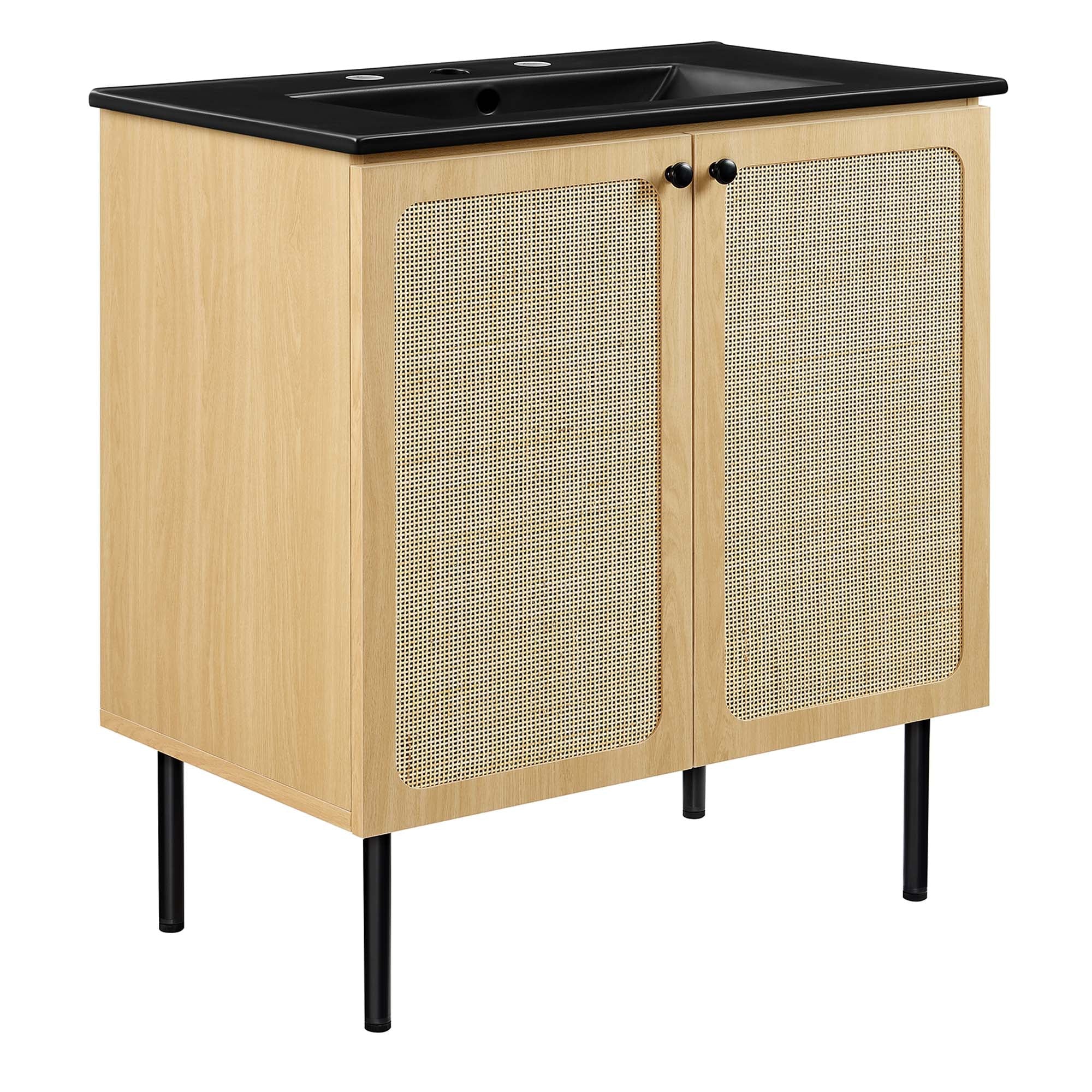 Chaucer Bathroom Vanity with Black Basin Included - EEI-6696-OAK-BLK