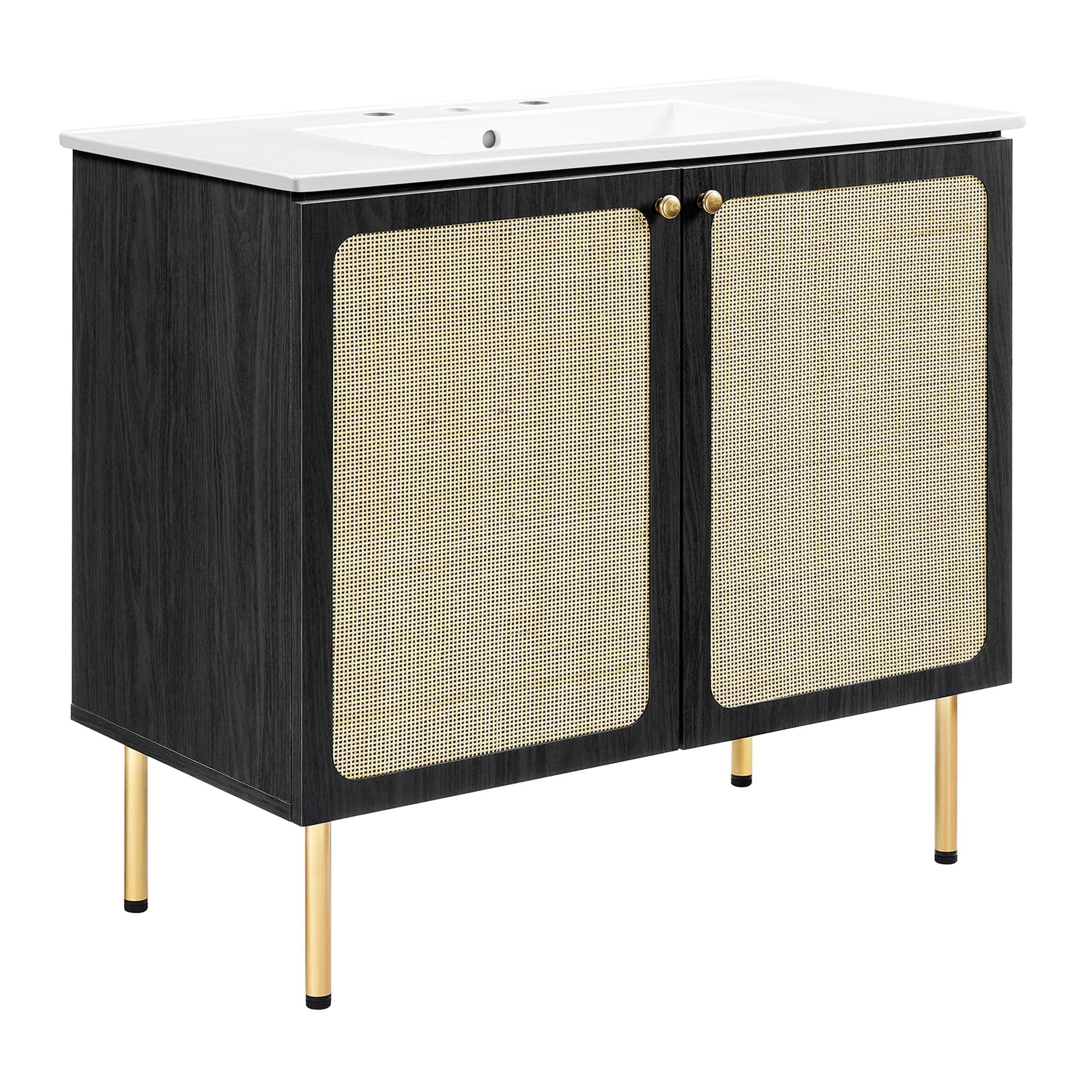 Chaucer Bathroom Vanity with White Basin Included - EEI-6697-BLK-WHI