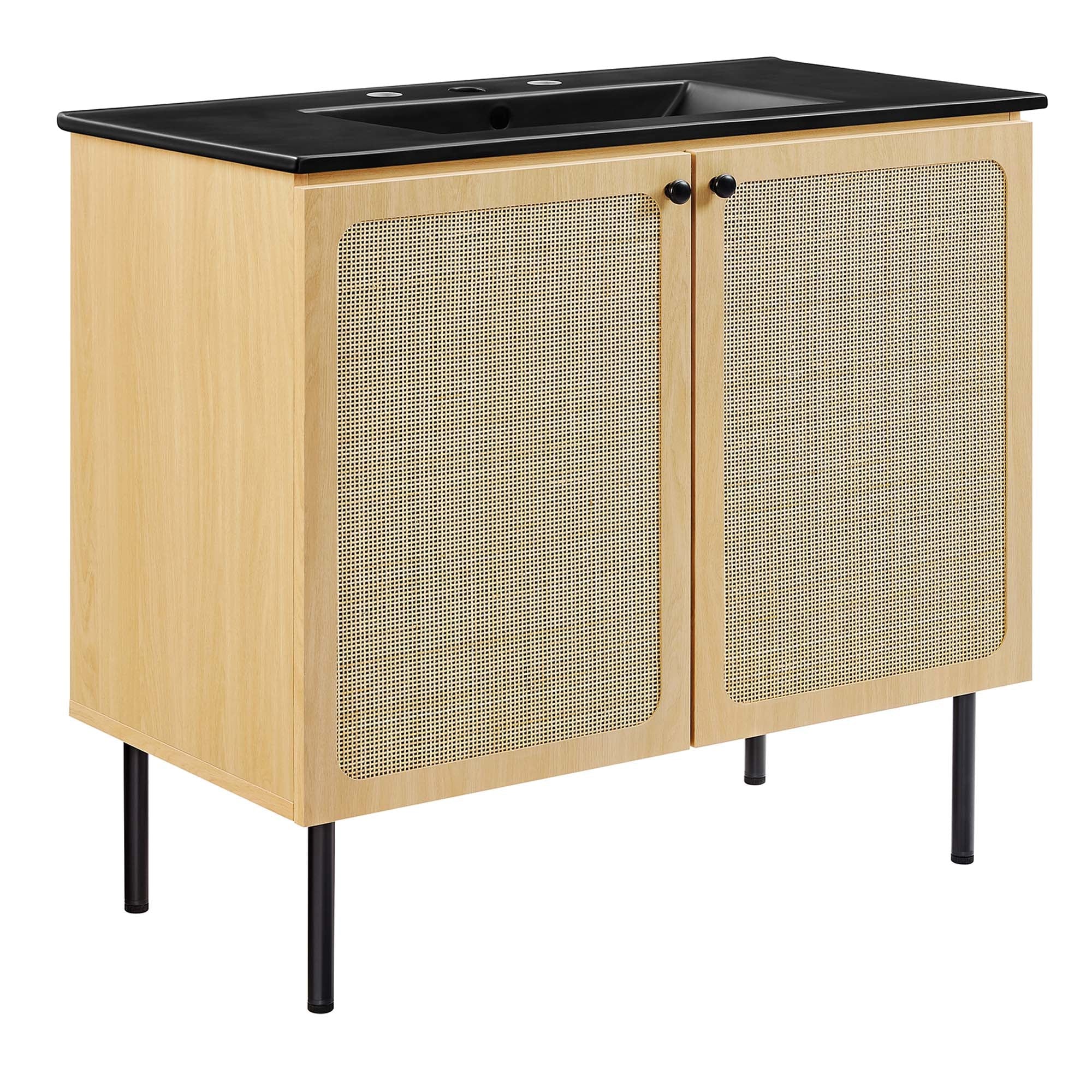 Chaucer Bathroom Vanity with Black Basin Included - EEI-6698-OAK-BLK