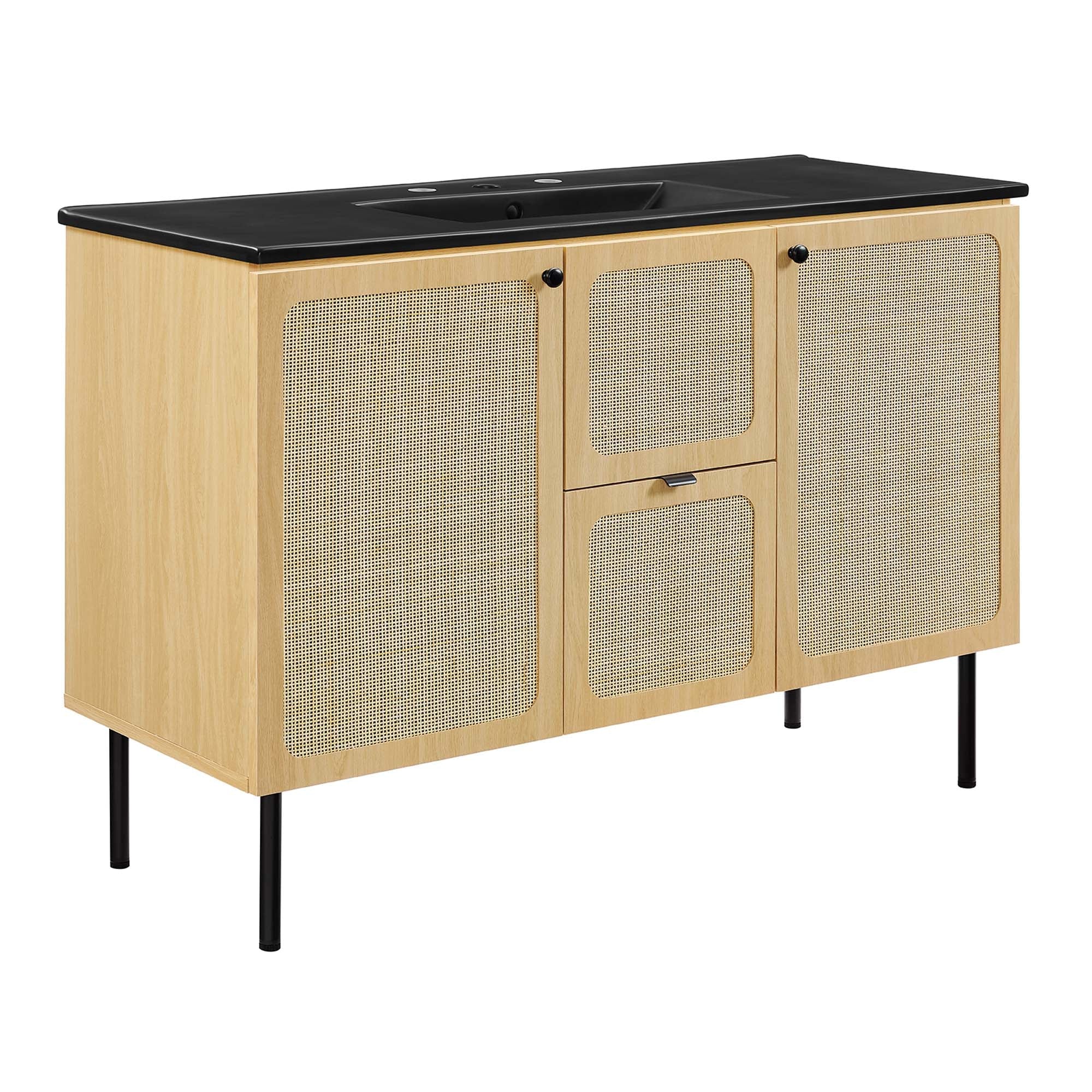 Chaucer Bathroom Vanity with Black Basin Included - EEI-6700-OAK-BLK