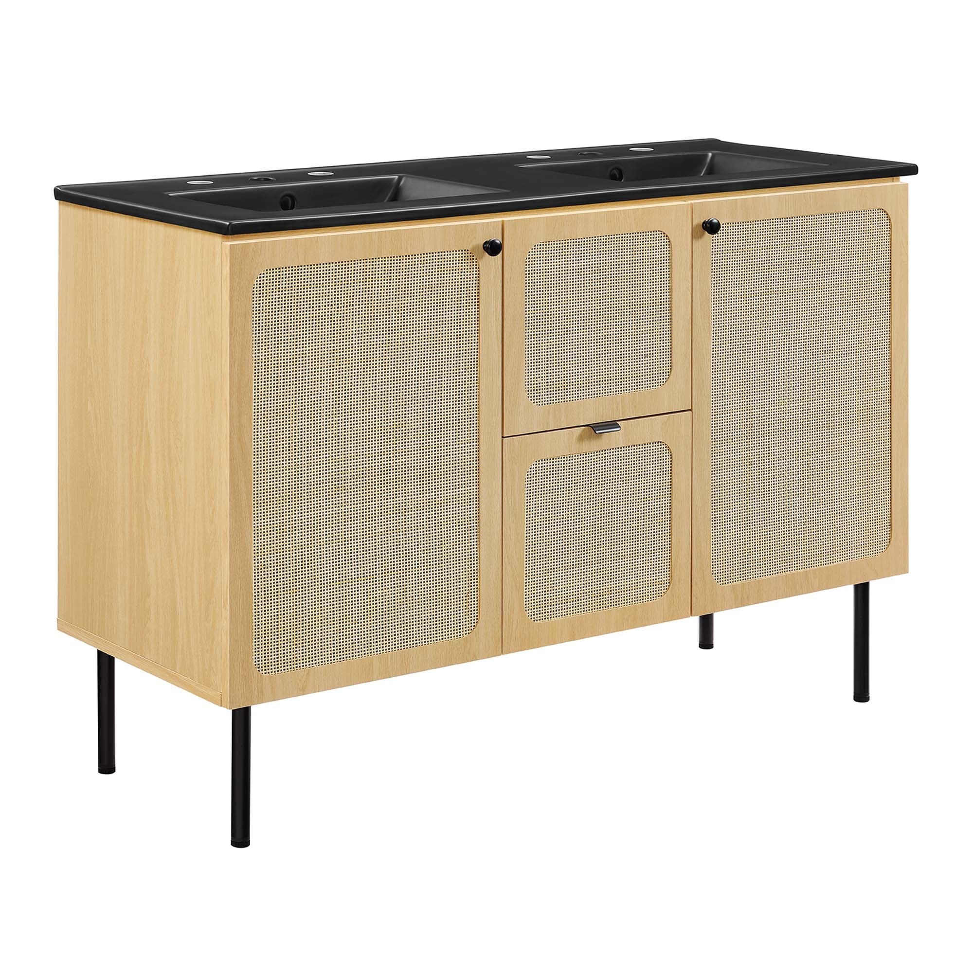 Chaucer Bathroom Vanity with Black Basin Included - EEI-6702-OAK-BLK
