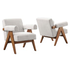 Lyra Boucle Fabric Armchair - Set of 2