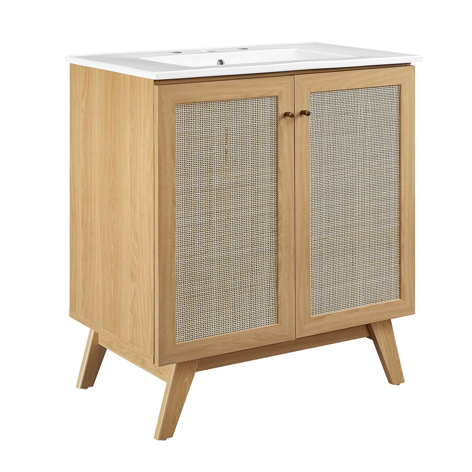 Soma Bathroom Vanity with White Basin Included - EEI-6715-OAK-WHI