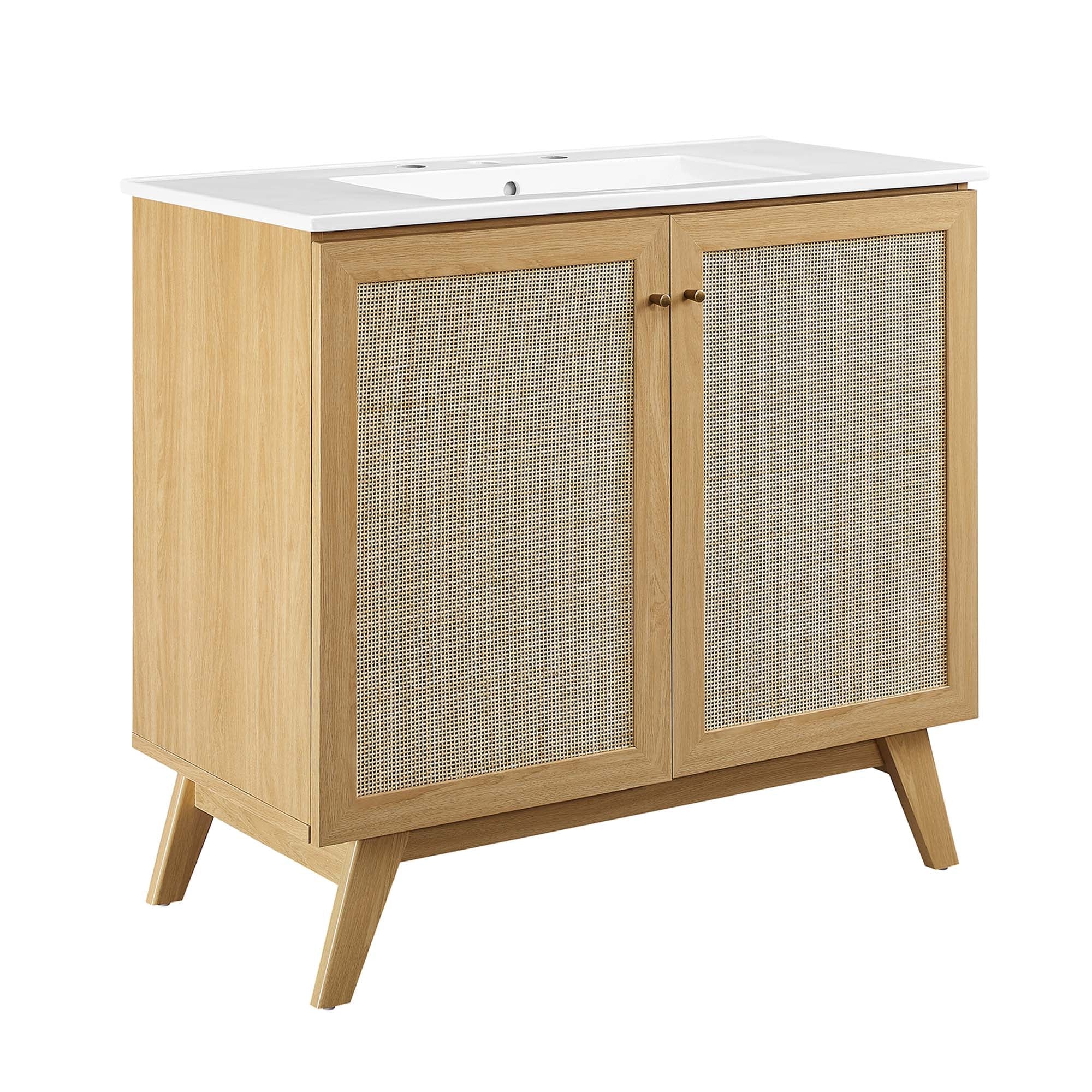 Soma Bathroom Vanity with White Basin Included - EEI-6717-OAK-WHI