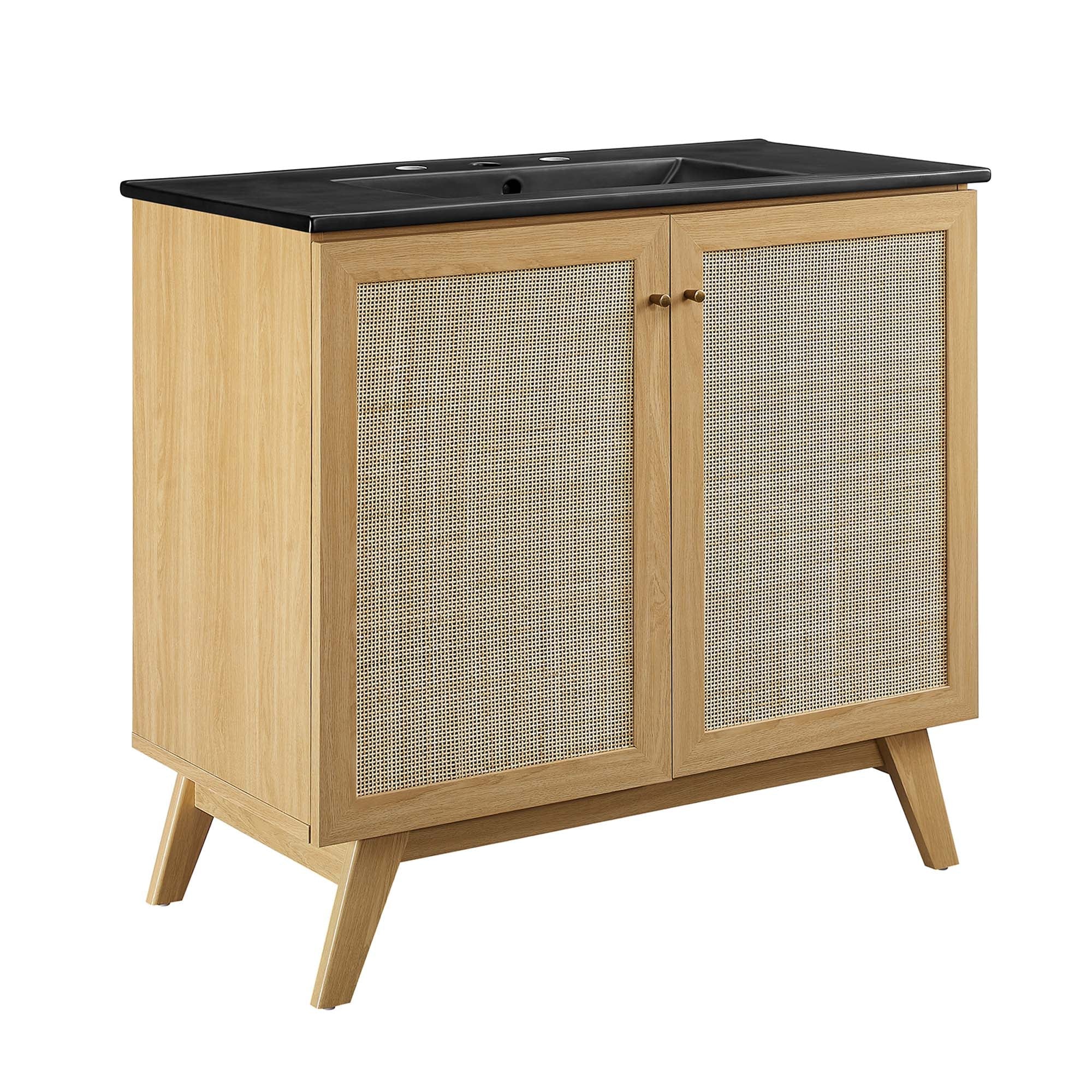 Soma Bathroom Vanity with Black Basin Included - EEI-6718-OAK-BLK