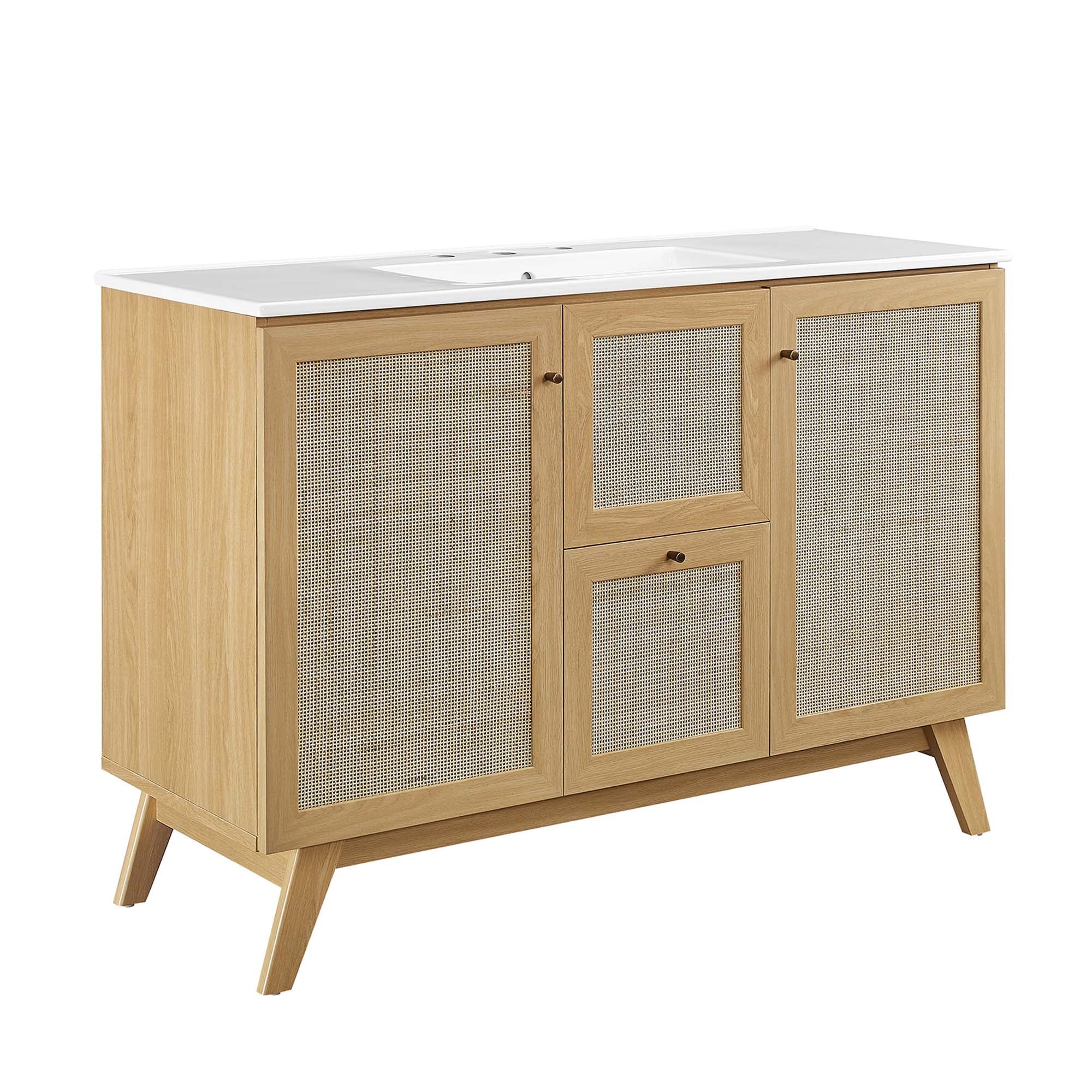 Soma Bathroom Vanity with White Basin Included - EEI-6719-OAK-WHI