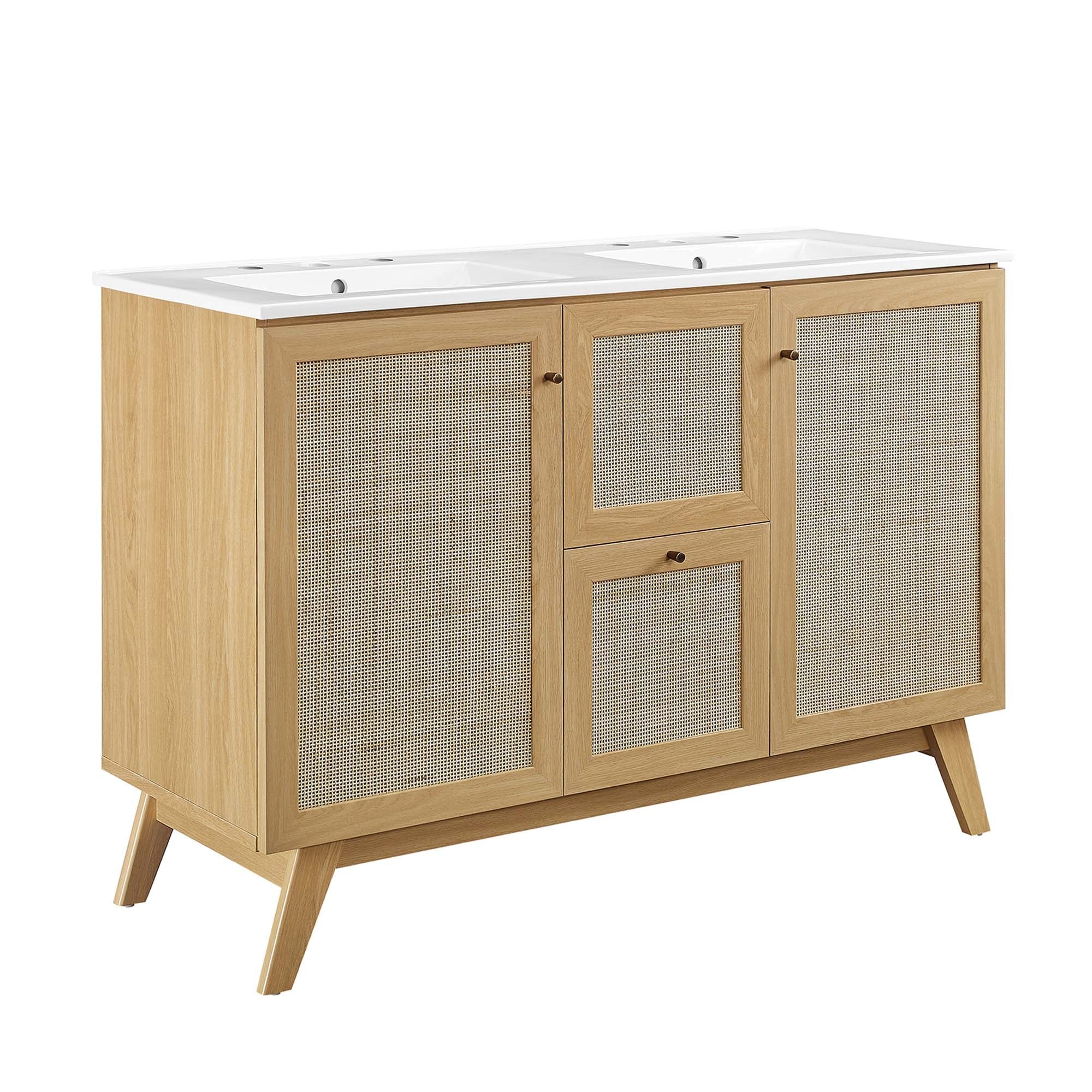 Soma Bathroom Vanity with White Basin Included - EEI-6721-OAK-WHI