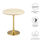 Lippa Round Artificial Travertine Side Table