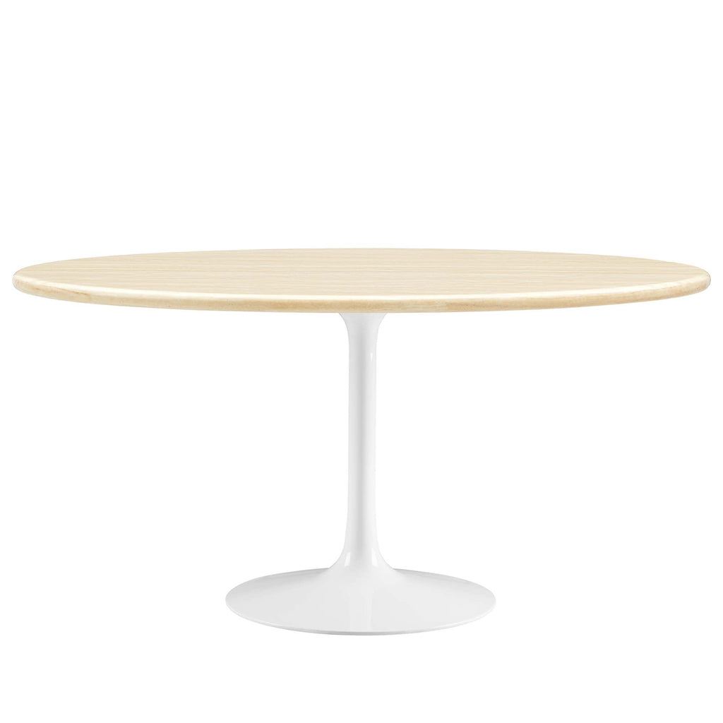 Lippa Oval Artificial Travertine Dining Table