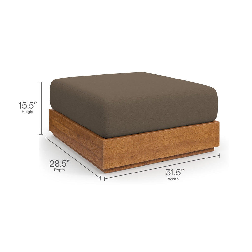 modern Outdoor Patio Acacia Wood Ottoman
