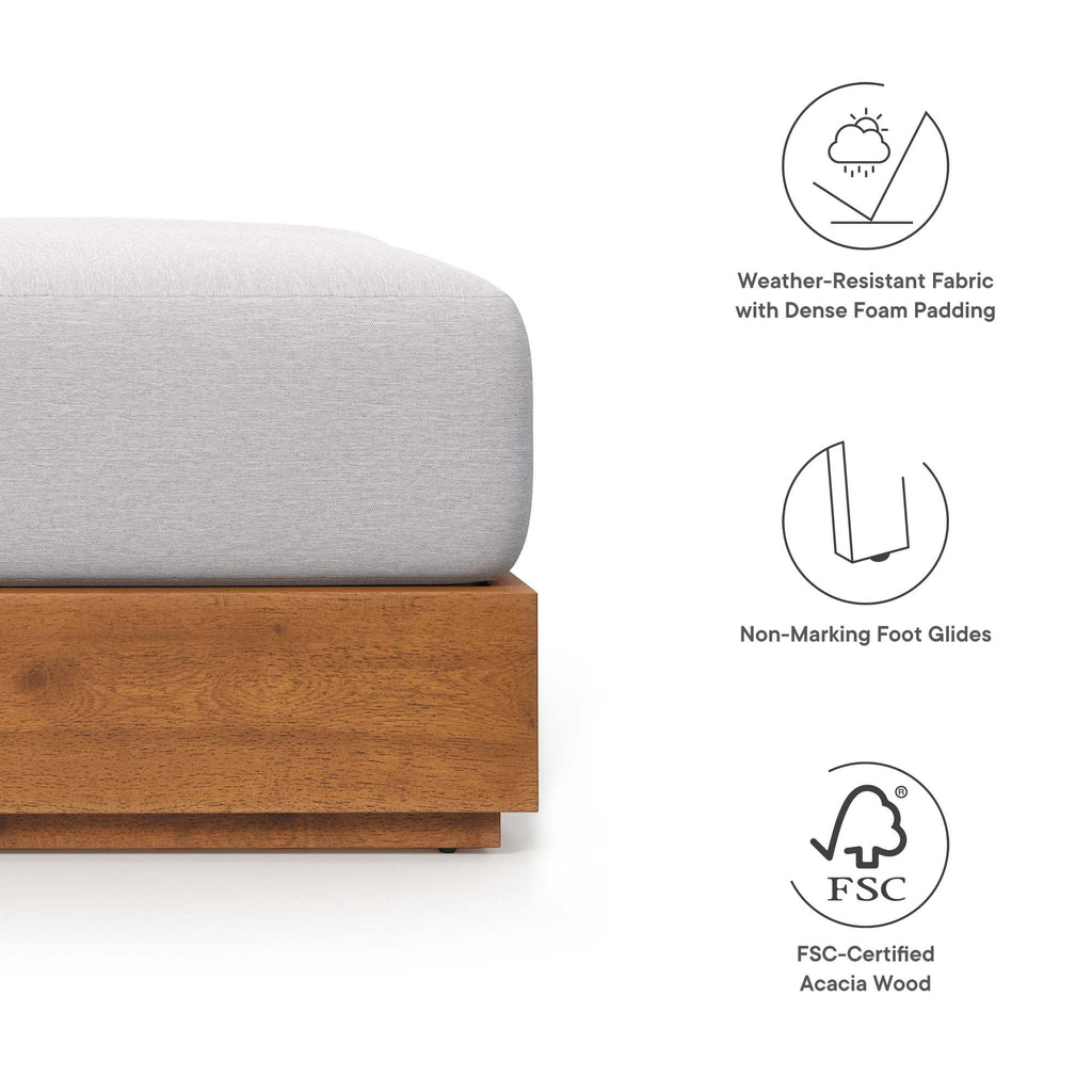 modern Outdoor Patio Acacia Wood Ottoman