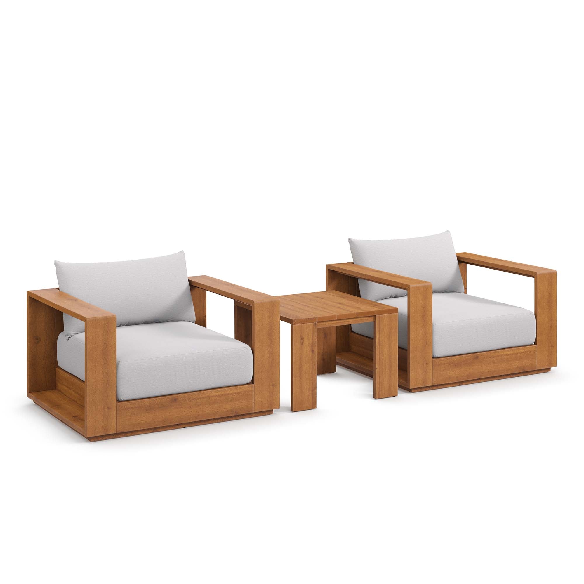 Tahoe 3-Piece Outdoor Patio Acacia Wood Furniture Set - EEI-6798-NAT-LGR