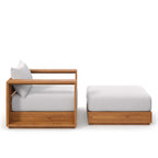 modern 2-Piece Outdoor Patio Acacia Wood Armchair and Ottoman Set