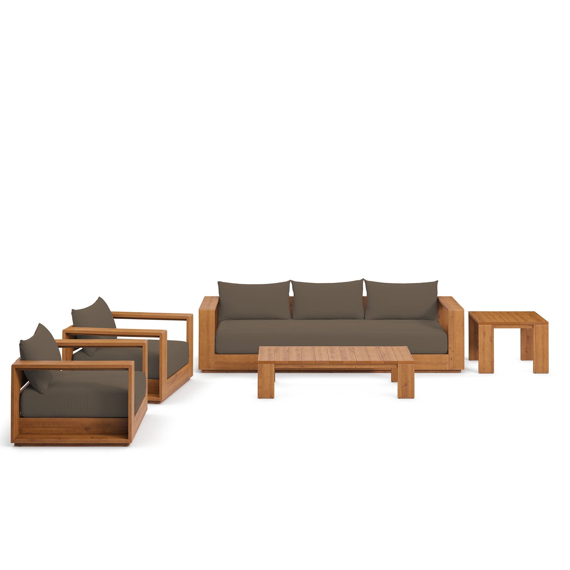modern 5-Piece Outdoor Patio Acacia Wood Furniture Set